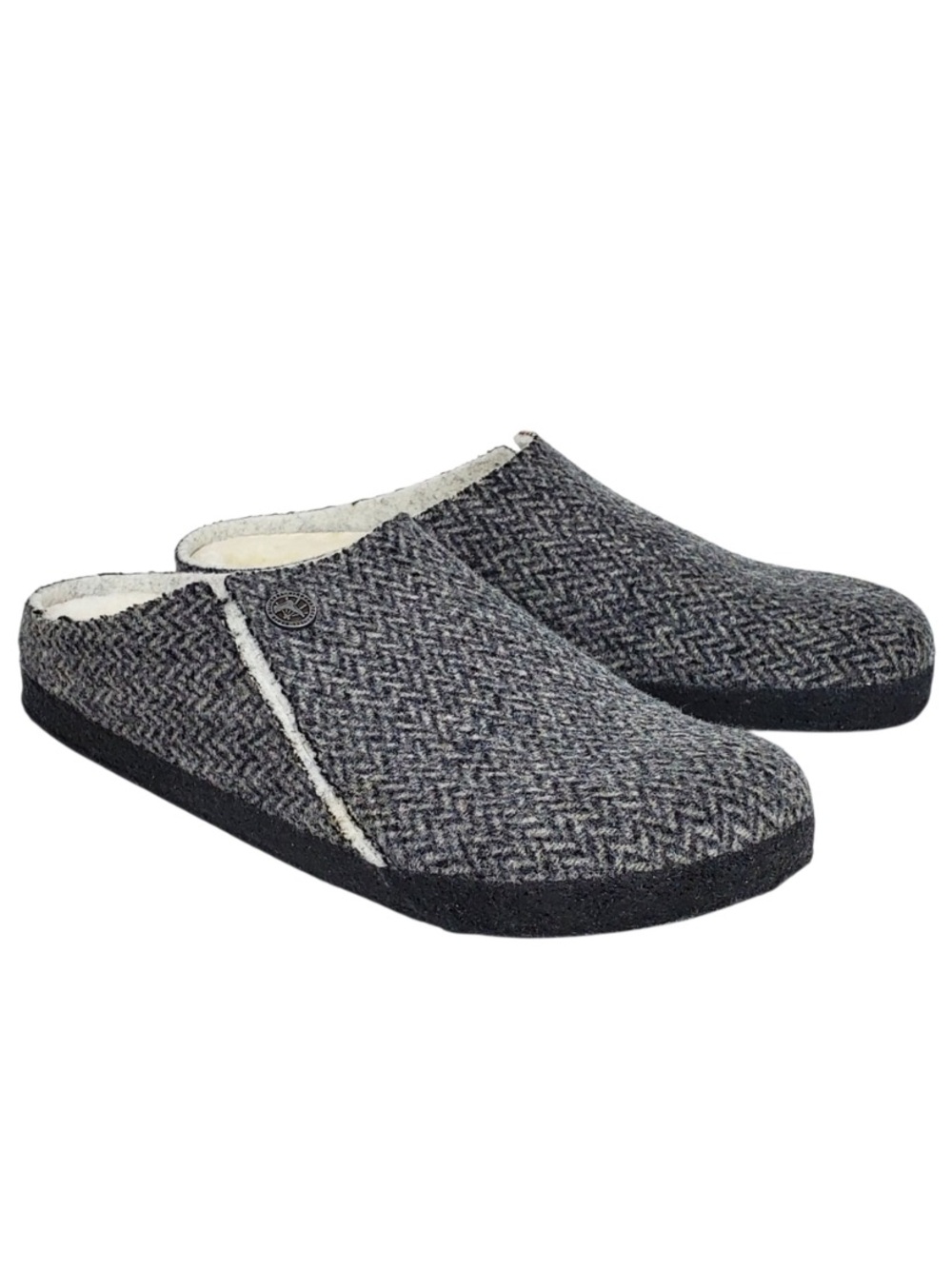 Birkenstock Zermatt Felt Herringbone Gray Slippers Slipons Clogs-Shoes Size 5